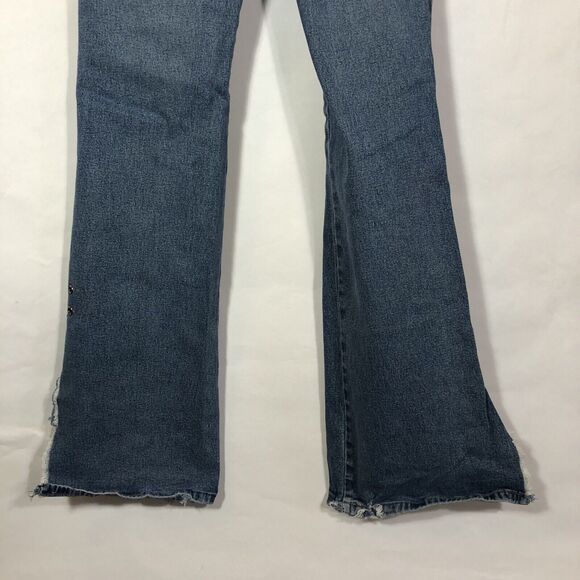 Z Cavaricci Low Rise Jeans Y2K Flare Size 5 Grommets Blue Vintage Distressed - Picture 14 of 15